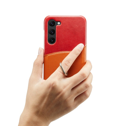 Pour Samsung Galaxy S24+ 5G Coque Arrière de Téléphone en Cuir Véritable Texture Cire Huile Fierre Shann (Rouge)