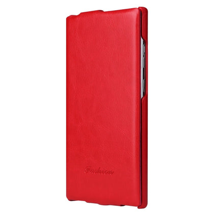 For Samsung Galaxy S24 Ultra 5G Fierre Shann 64 Texture Vertical Flip PU Leather Phone Case(Red)
