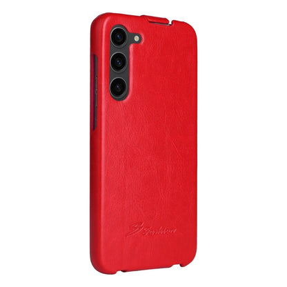 Pour Samsung Galaxy S24+ 5G Fierre Shann Étui de téléphone en cuir PU à rabat vertical texturé 64 (rouge)
