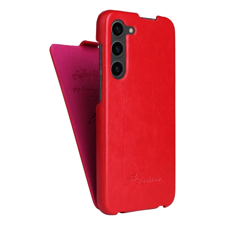 Pour Samsung Galaxy S24+ 5G Fierre Shann Étui de téléphone en cuir PU à rabat vertical texturé 64 (rouge)
