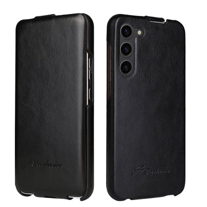 For Samsung Galaxy S24+ 5G Fierre Shann 64 Texture Vertical Flip PU Leather Phone Case(Black)
