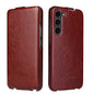 For Samsung Galaxy S24 5G Fierre Shann 64 Texture Vertical Flip PU Leather Phone Case(Brown)