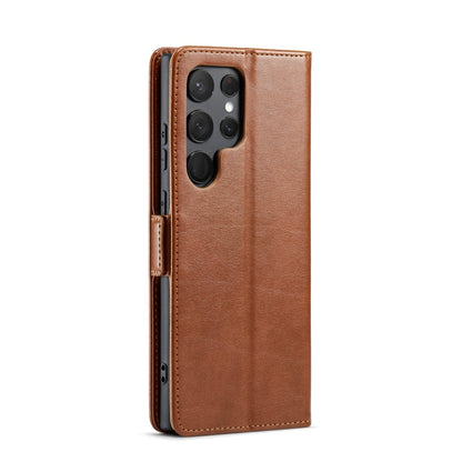 Pour Samsung Galaxy S24 Ultra 5G Fierre Shann PU Étui de téléphone en cuir véritable texturé (Marron)