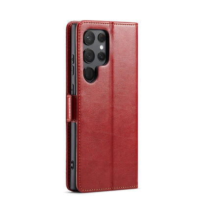 Pour Samsung Galaxy S24 Ultra 5G Fierre Shann PU Étui de téléphone en cuir véritable (rouge)