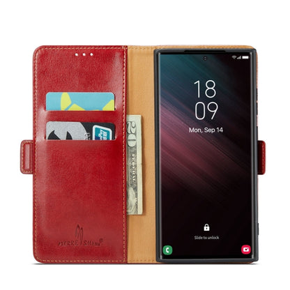 Pour Samsung Galaxy S24 Ultra 5G Fierre Shann PU Étui de téléphone en cuir véritable (rouge)