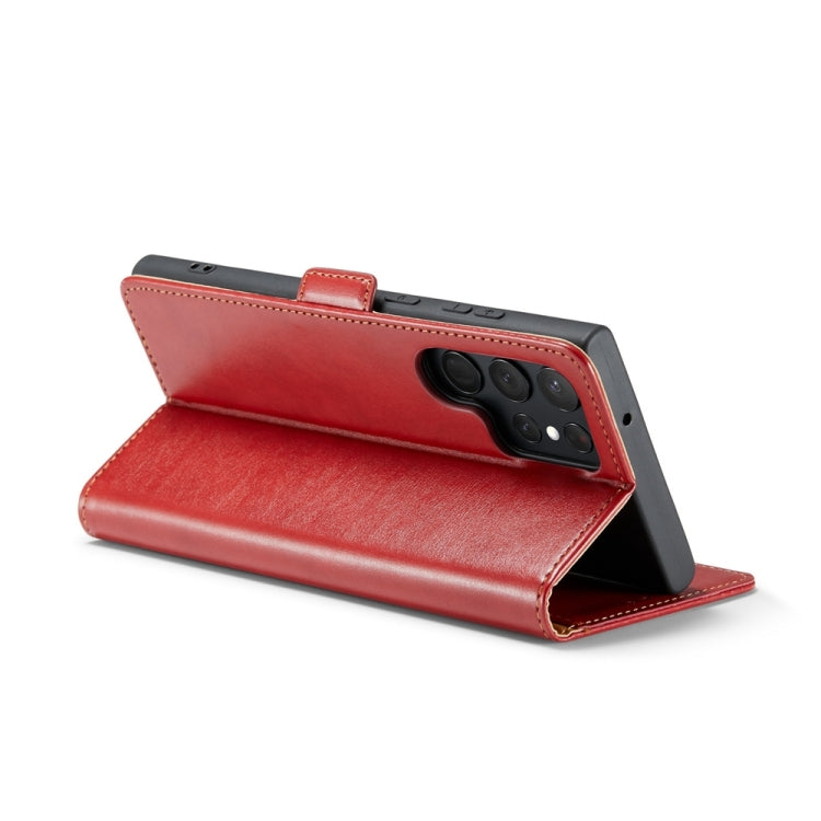 Pour Samsung Galaxy S24 Ultra 5G Fierre Shann PU Étui de téléphone en cuir véritable (rouge)