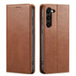 For Samsung Galaxy S24+ 5G Fierre Shann PU Genuine Leather Texture Phone Case(Brown)