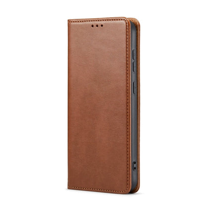 For Samsung Galaxy S24+ 5G Fierre Shann PU Genuine Leather Texture Phone Case(Brown)