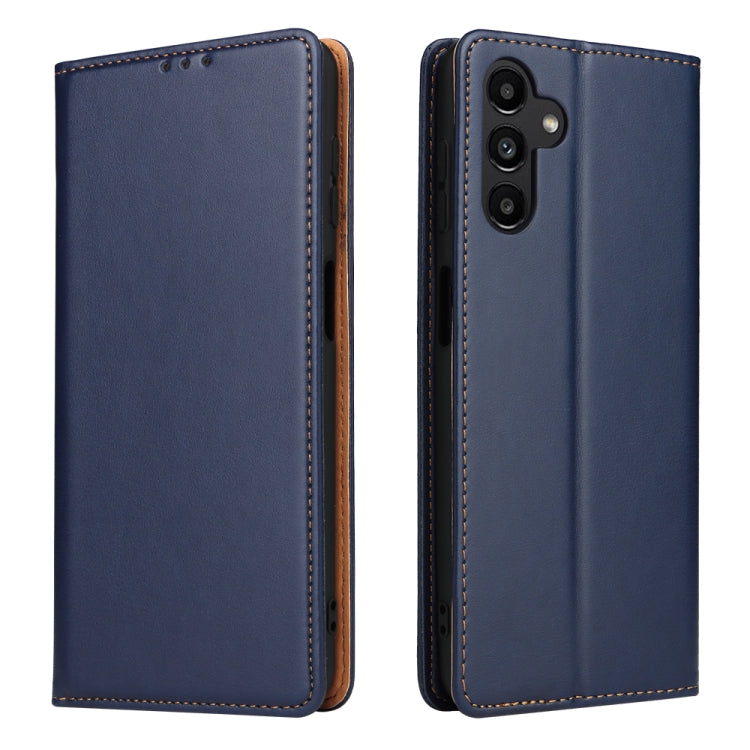 For Samsung Galaxy A15 5G Fierre Shann PU Genuine Leather Texture Phone Case(Blue)