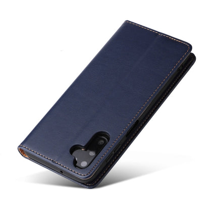 For Samsung Galaxy A15 5G Fierre Shann PU Genuine Leather Texture Phone Case(Blue)