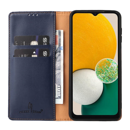 For Samsung Galaxy A15 5G Fierre Shann PU Genuine Leather Texture Phone Case(Blue)