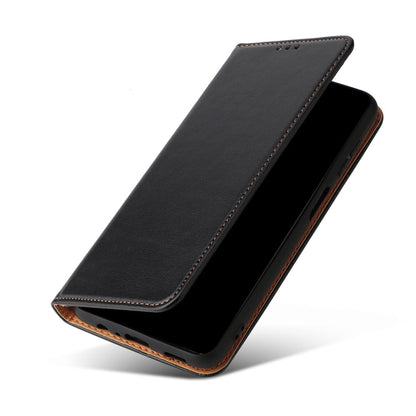 For Samsung Galaxy A15 5G Fierre Shann PU Genuine Leather Texture Phone Case(Black)