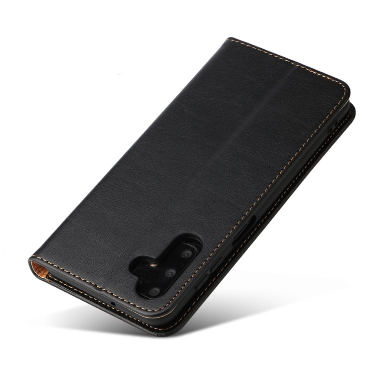 For Samsung Galaxy A15 5G Fierre Shann PU Genuine Leather Texture Phone Case(Black)