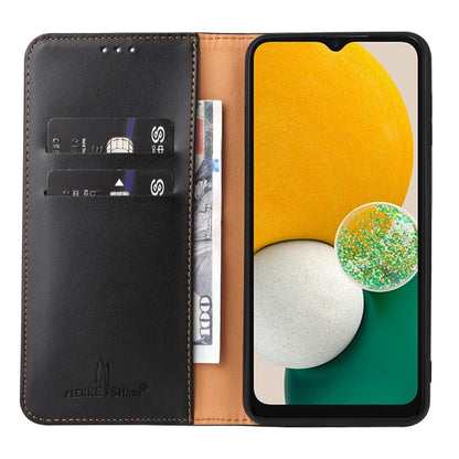 For Samsung Galaxy A15 5G Fierre Shann PU Genuine Leather Texture Phone Case(Black)