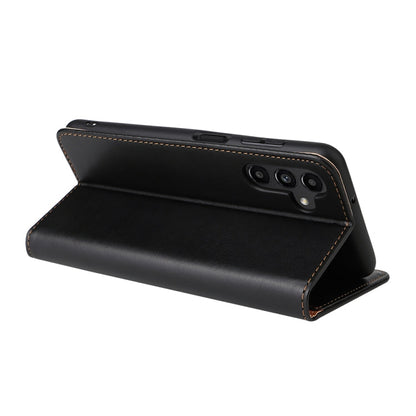 For Samsung Galaxy A15 5G Fierre Shann PU Genuine Leather Texture Phone Case(Black)