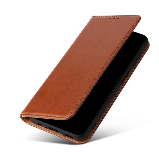 Pour Samsung Galaxy A35 5G Fierre Shann PU Étui de téléphone en similicuir véritable texturé (marron)