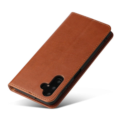 Pour Samsung Galaxy A35 5G Fierre Shann PU Étui de téléphone en similicuir véritable texturé (marron)