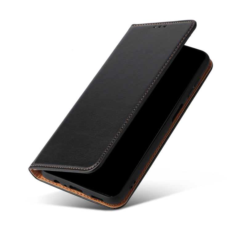 For Samsung Galaxy A35 5G Fierre Shann PU Genuine Leather Texture Phone Case(Black)