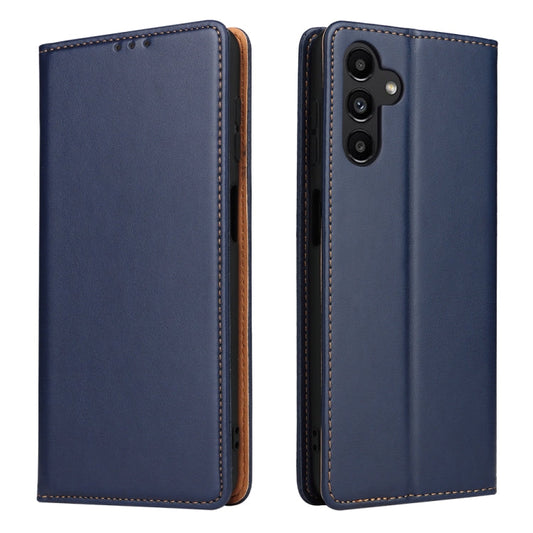 Pour Samsung Galaxy A55 5G Fierre Shann Étui de téléphone en similicuir texturé (Bleu)