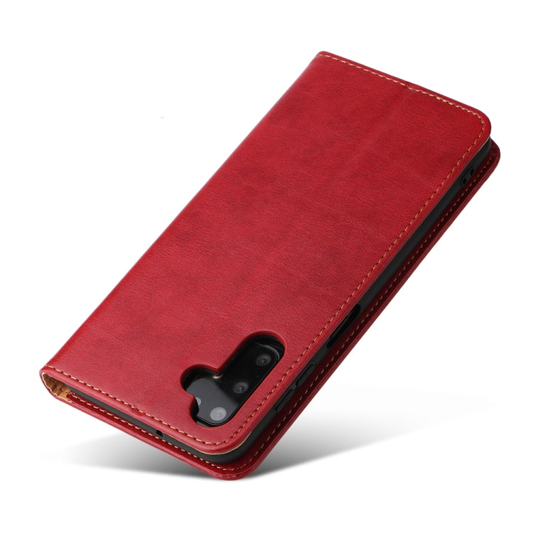 For Samsung Galaxy A55 5G Fierre Shann PU Genuine Leather Texture Phone Case(Red)