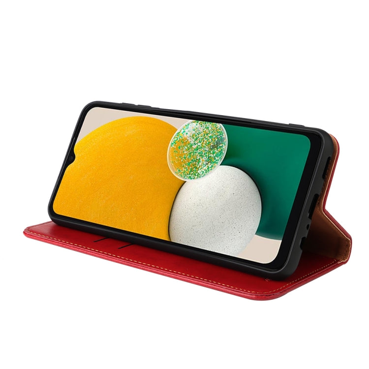 For Samsung Galaxy A55 5G Fierre Shann PU Genuine Leather Texture Phone Case(Red)