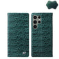 For Samsung Galaxy S24 Ultra 5G Fierre Shann Crocodile Texture Magnetic Genuine Leather Phone Case(Green)