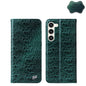 Pour Samsung Galaxy S24+ 5G, étui de téléphone en cuir véritable à texture crocodile avec aimant Fierre Shann (vert)