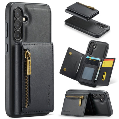Pour Samsung Galaxy S24+ 5G DG.MING M5 Series Étui de téléphone en cuir détachable avec fermeture éclair et protection RFID multi-cartes (noir)