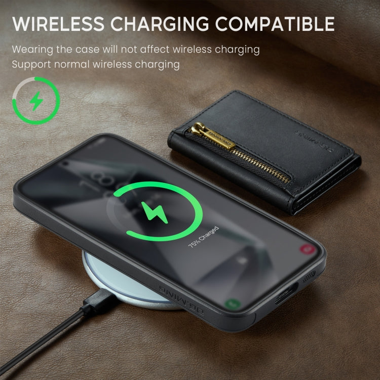 Pour Samsung Galaxy S24+ 5G DG.MING M5 Series Étui de téléphone en cuir détachable avec fermeture éclair et protection RFID multi-cartes (noir)