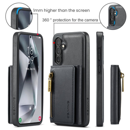 Pour Samsung Galaxy S24+ 5G DG.MING M5 Series Étui de téléphone en cuir détachable avec fermeture éclair et protection RFID multi-cartes (noir)
