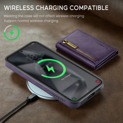 Pour Samsung Galaxy S24+ 5G DG.MING M5 Series Étui de téléphone en cuir détachable avec fermeture éclair et RFID (violet)