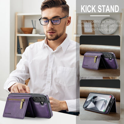 Pour Samsung Galaxy S24+ 5G DG.MING M5 Series Étui de téléphone en cuir détachable avec fermeture éclair et RFID (violet)