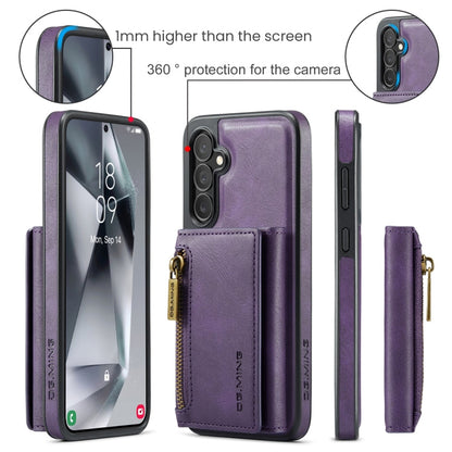 Pour Samsung Galaxy S24+ 5G DG.MING M5 Series Étui de téléphone en cuir détachable avec fermeture éclair et RFID (violet)