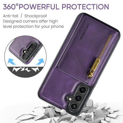 Pour Samsung Galaxy S24+ 5G DG.MING M5 Series Étui de téléphone en cuir détachable avec fermeture éclair et RFID (violet)