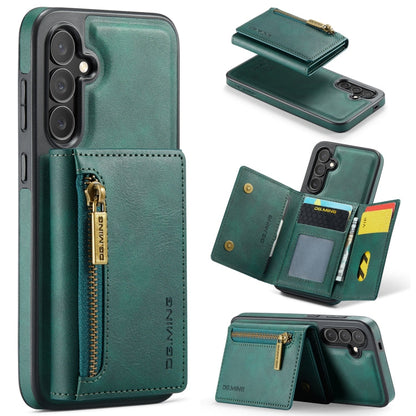 For Samsung Galaxy S24 5G DG.MING M5 Series Zip RFID Multi Card Detachable Leather Phone Case(Green)