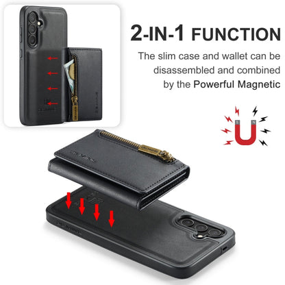 For Samsung Galaxy S24 FE 5G DG.MING M5 Series Zip RFID Multi Card Detachable Leather Phone Case(Black)