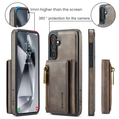 For Samsung Galaxy S24 FE 5G DG.MING M5 Series Zip RFID Multi Card Detachable Leather Phone Case(Coffee)