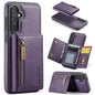 Pour Samsung Galaxy S24 FE 5G DG.MING M5 Series Étui de téléphone en cuir détachable avec fermeture éclair et RFID multi-cartes (violet)