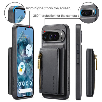 For Google Pixel 9 Pro XL DG.MING M5 Series Zip RFID Multi Card Detachable Leather Phone Case(Black)