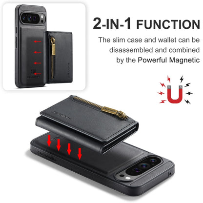 For Google Pixel 9 Pro XL DG.MING M5 Series Zip RFID Multi Card Detachable Leather Phone Case(Black)