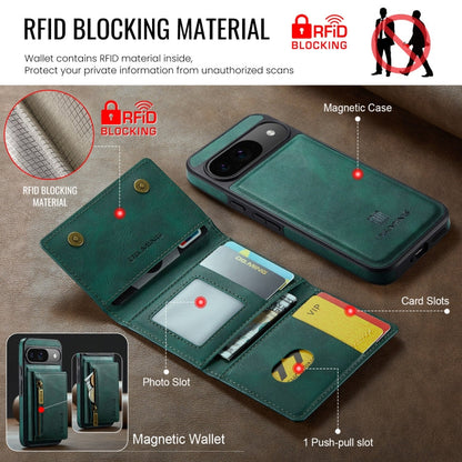 For Google Pixel 9 / 9 Pro DG.MING M5 Series Zip RFID Multi Card Detachable Leather Phone Case(Green)