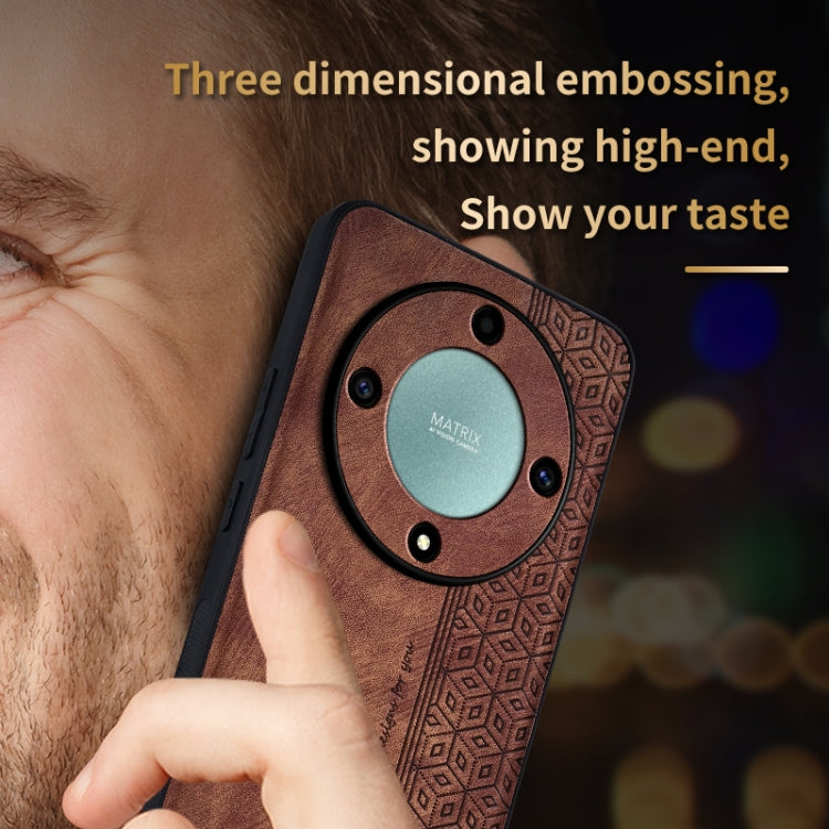 Pour For Honor X9a AZNS Coque de téléphone effet cuir gaufré 3D (Marron)