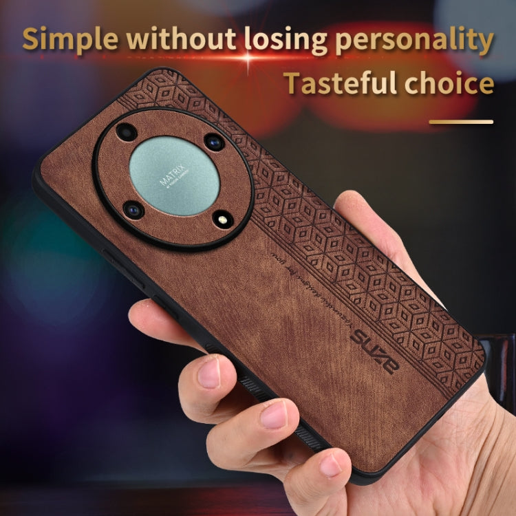 For Honor X9b AZNS 3D Embossed Skin Feel Phone Case(Brown)