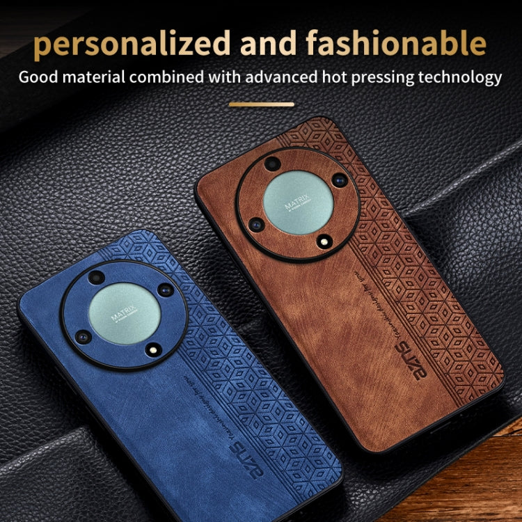 For Honor X9b AZNS 3D Embossed Skin Feel Phone Case(Brown)