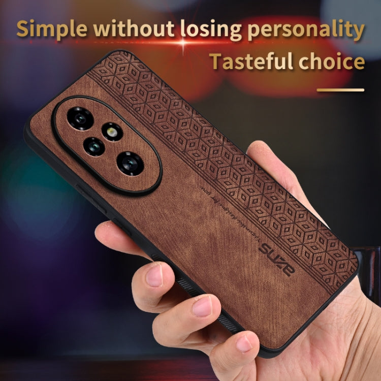 For Honor 200 AZNS 3D Embossed Skin Feel Phone Case(Brown)