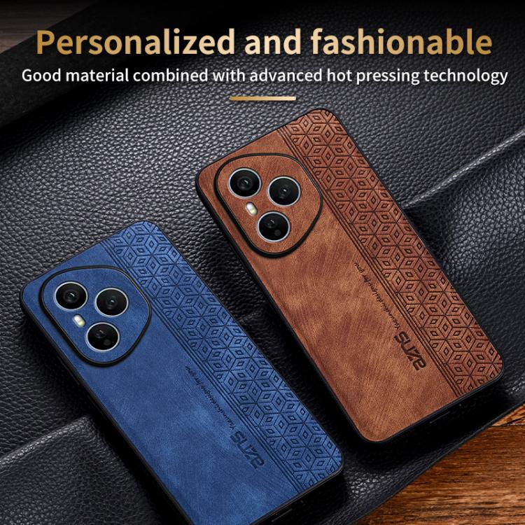 Pour Honor 400 Pro Global 160.8mm AZNS Coque de Téléphone Effet Cuir 3D Gaufré (Bleu Saphir)