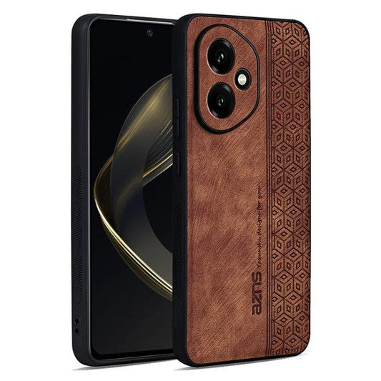 For Honor 400 Global 156.5mm AZNS 3D Embossed Skin Feel Phone Case(Brown)