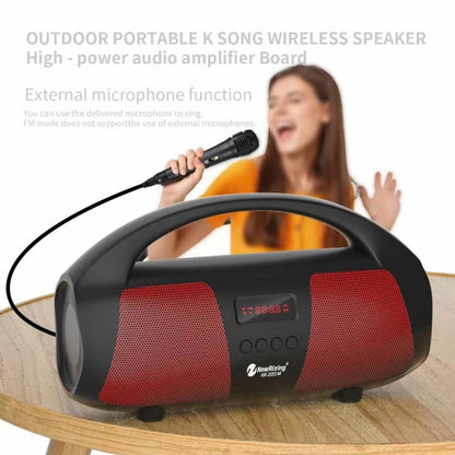 NewRixing NR2055 Wireless Portable TWS Bluetooth Speaker with Microphone(Red)