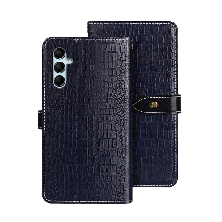 For Samsung Galaxy M34 5G / F34 5G idewei Crocodile Texture Leather Phone Case(Dark Blue)
