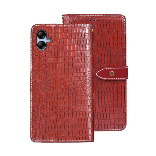 Pour Samsung Galaxy A05 4G Étui de téléphone en cuir texturé crocodile idewei (Rouge)
